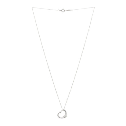 Tiffany Sterling Silver 16mm Elsa Peretti Open Heart Pendant Necklace 3 of 5