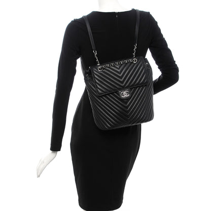 Chanel Calfskin Chevron Quilted Large Urban Spirit Backpack Black 2 of 8