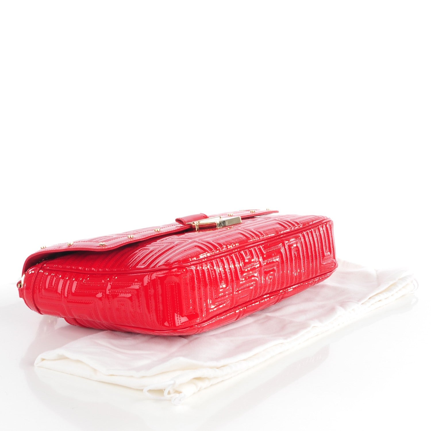 Versace Patent Borsa Couture Shoulder Bag Rosso 4 of 8