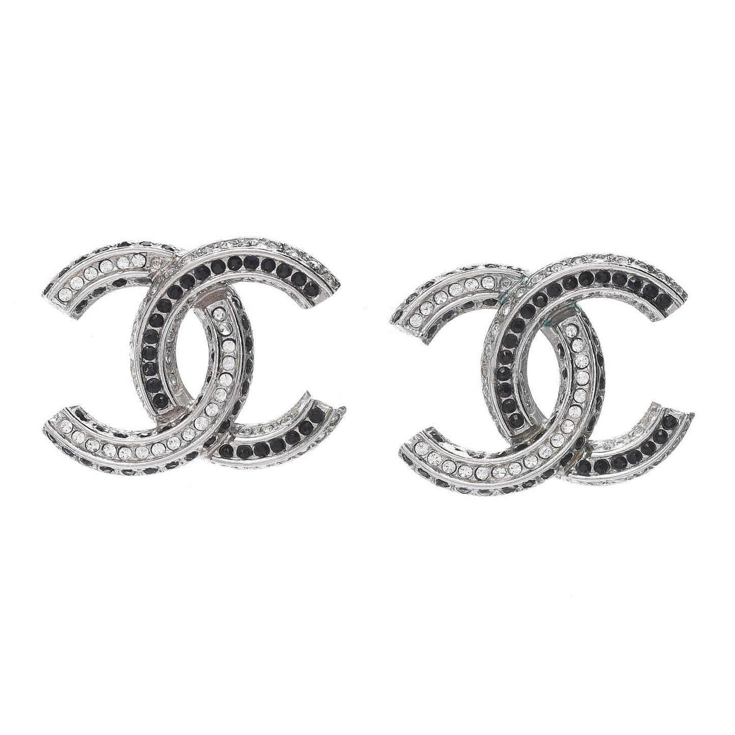 Crystal CC Earrings Silver Black