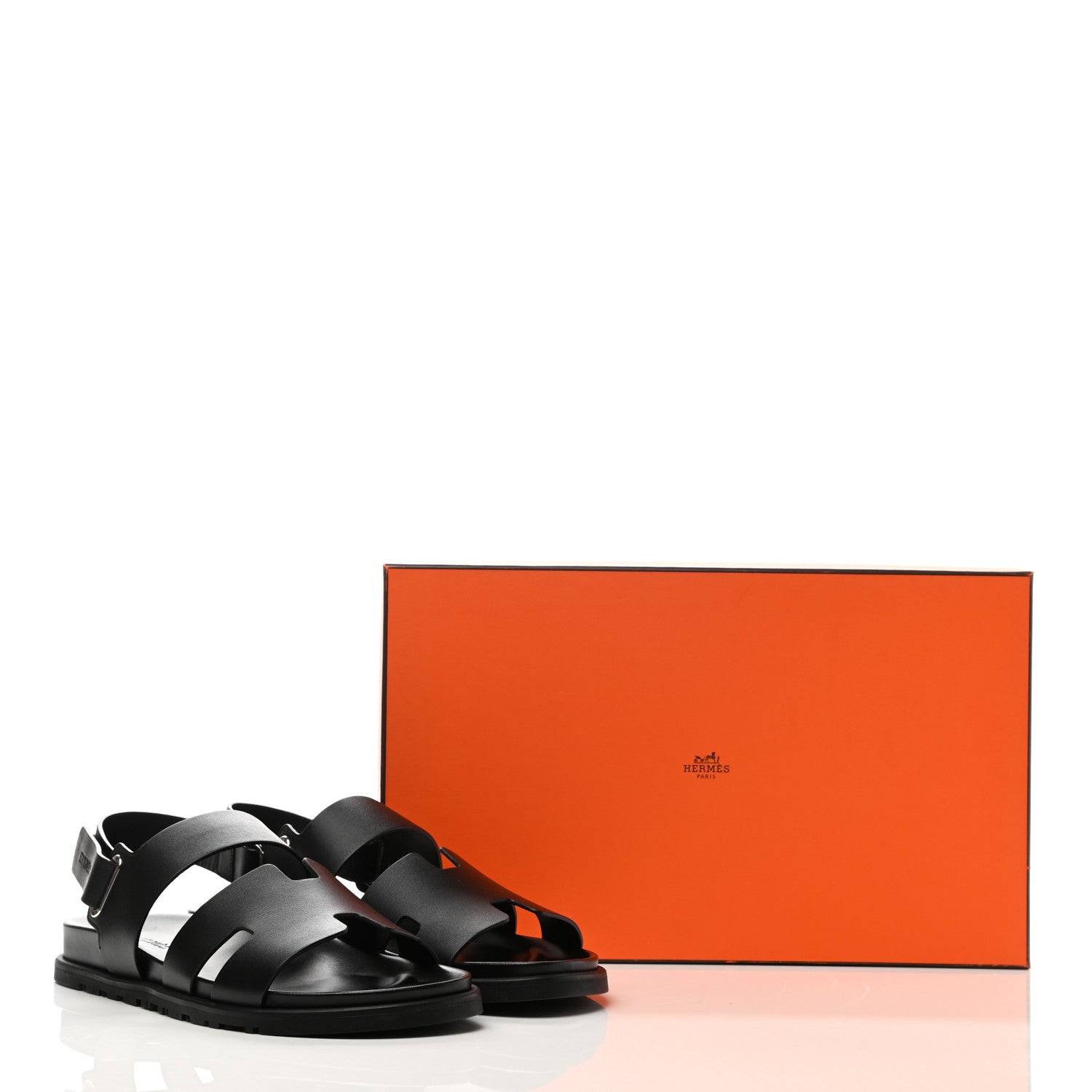 Hermes Calfskin Mens Takara Sandals 41.5 Black 9 of 10