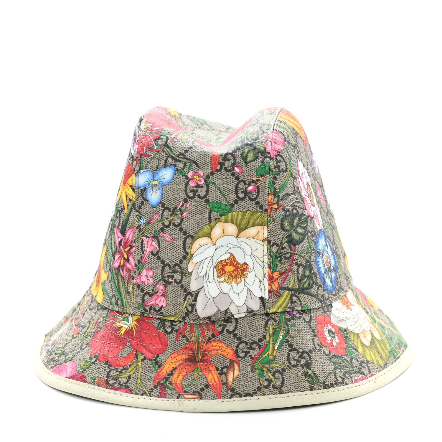 Gucci GG Supreme Monogram Flora Bucket Hat 56 White 3 of 9