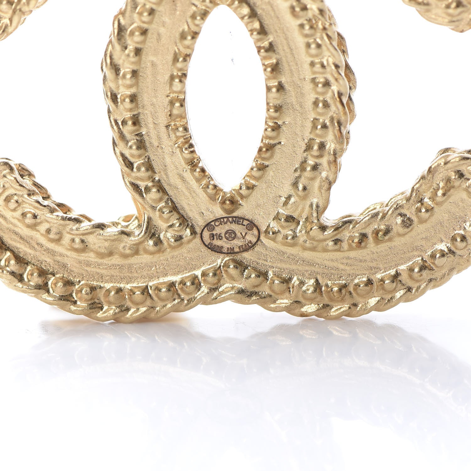 Chanel CC Drop Earrings Matte Gold 4 of 5