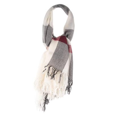 Burberry Extra Fine Wool Giant Check Scarf Ivory 1 of 4