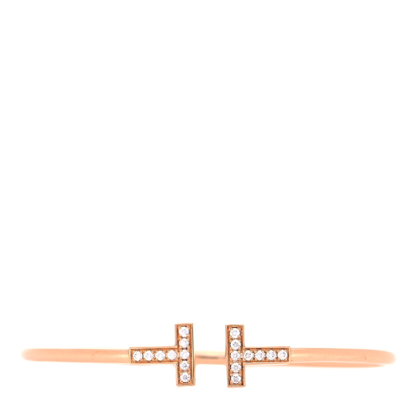 18K Rose Gold Diamond T Wire Bracelet