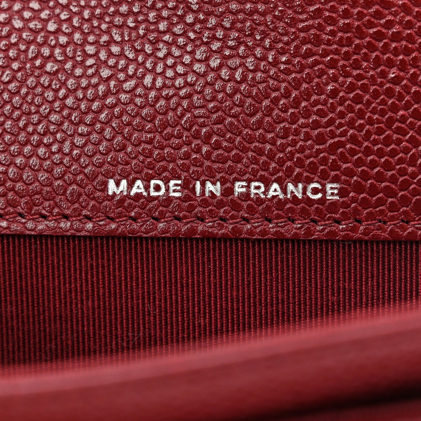 Caviar Quilted Flap Card Holder Wallet Burgundy