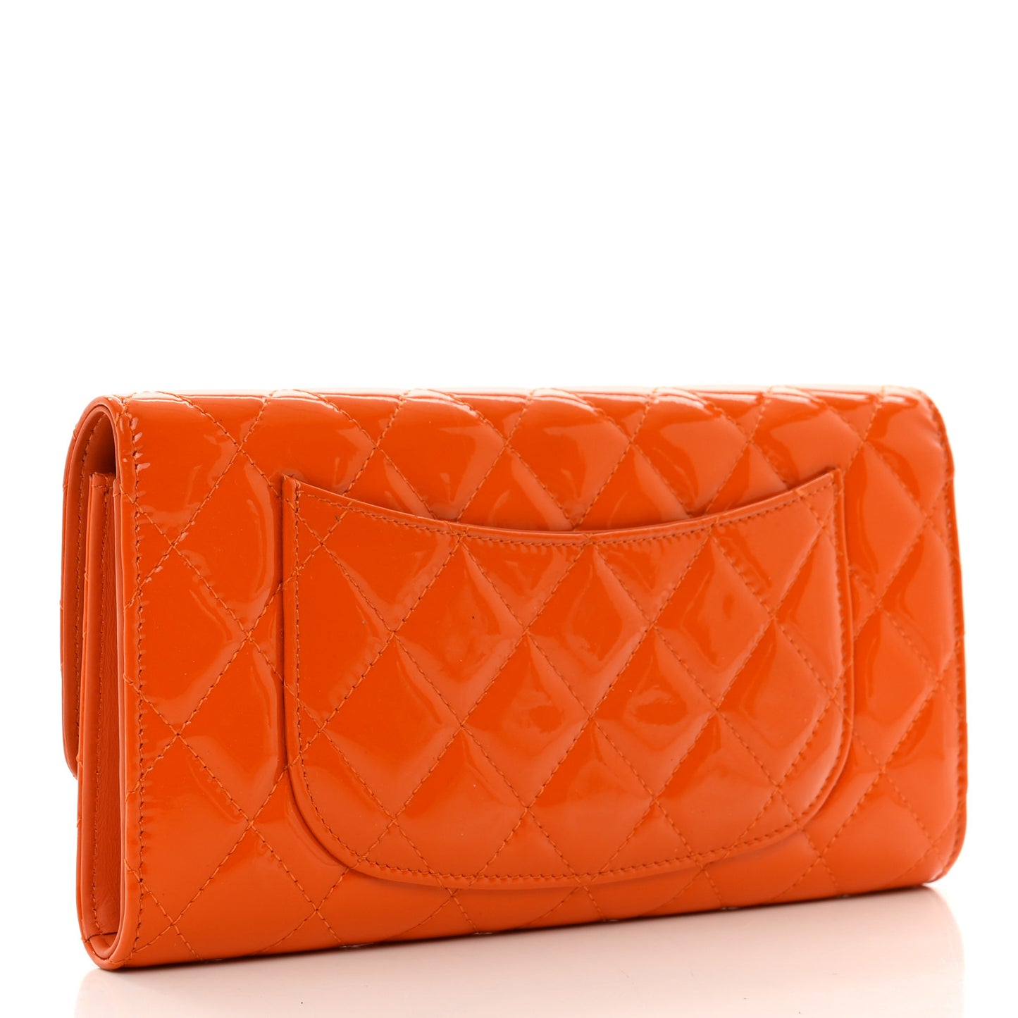 Patent Quilted Travel Wallet Orange
