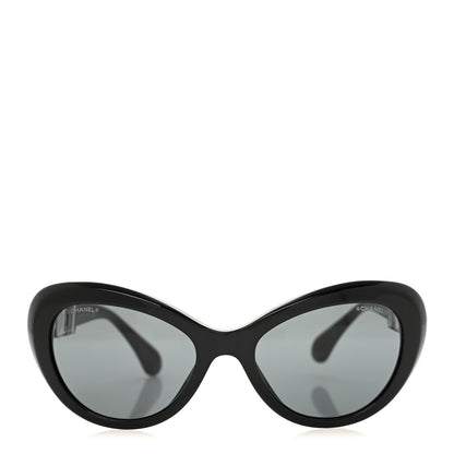 Chanel Acetate Glass Pearls Cat Eye Sunglasses 5443-H Black 2 of 9