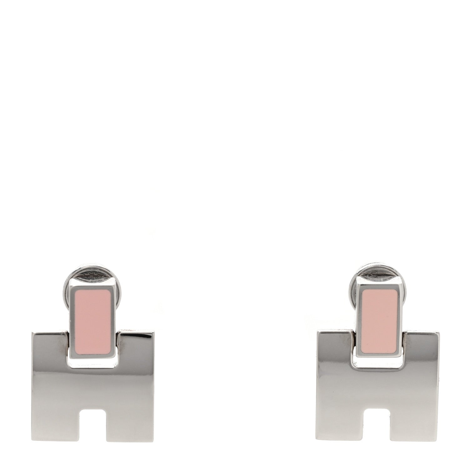 Hermes Palladium Lacquer Eileen Earrings Rose Dragee 1 of 3