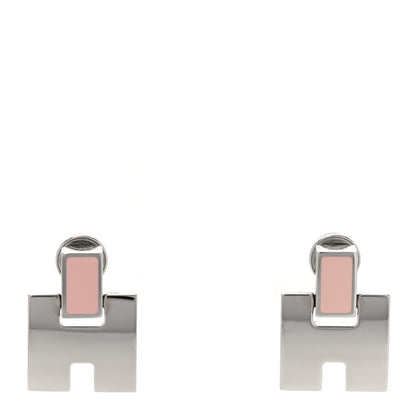 Hermes Palladium Lacquer Eileen Earrings Rose Dragee 1 of 3