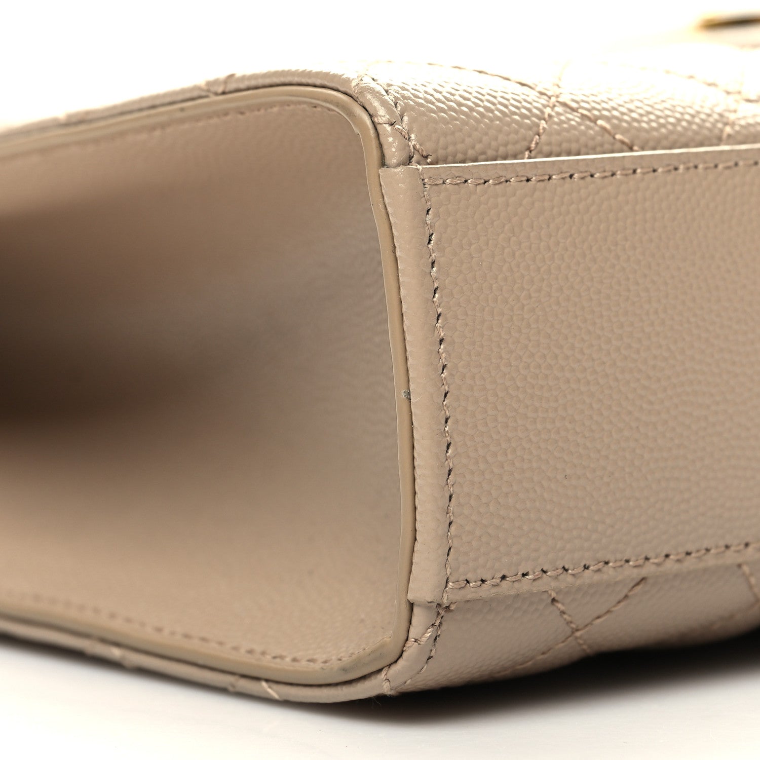 Saint Laurent Grain De Poudre Mixed Matelasse Large Triquilt Monogram Satchel Dark Beige 8 of 9
