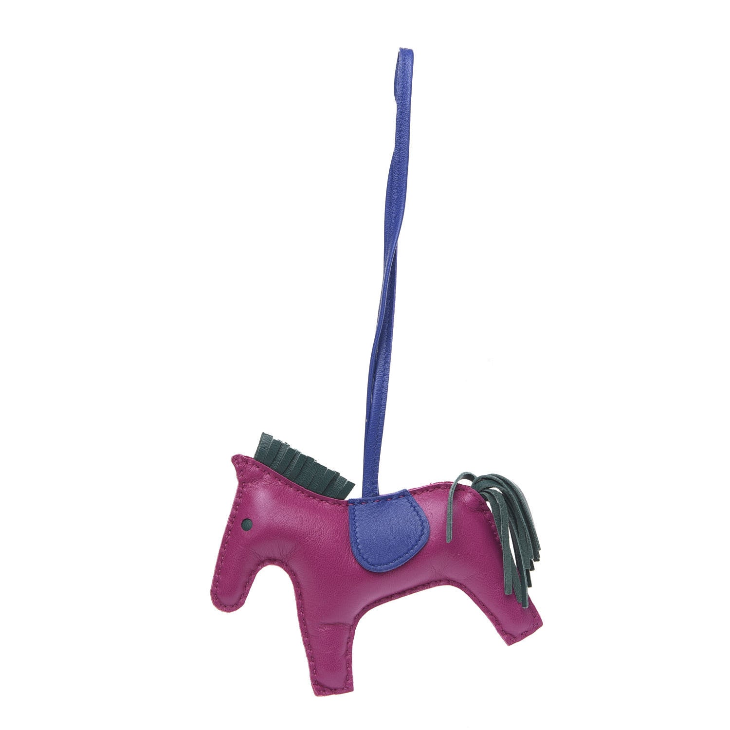 Hermes Milo Lambskin Grigri Rodeo Horse Bag Charm MM Rose Pourpre Malachite Bleu Electrique 1 of 4