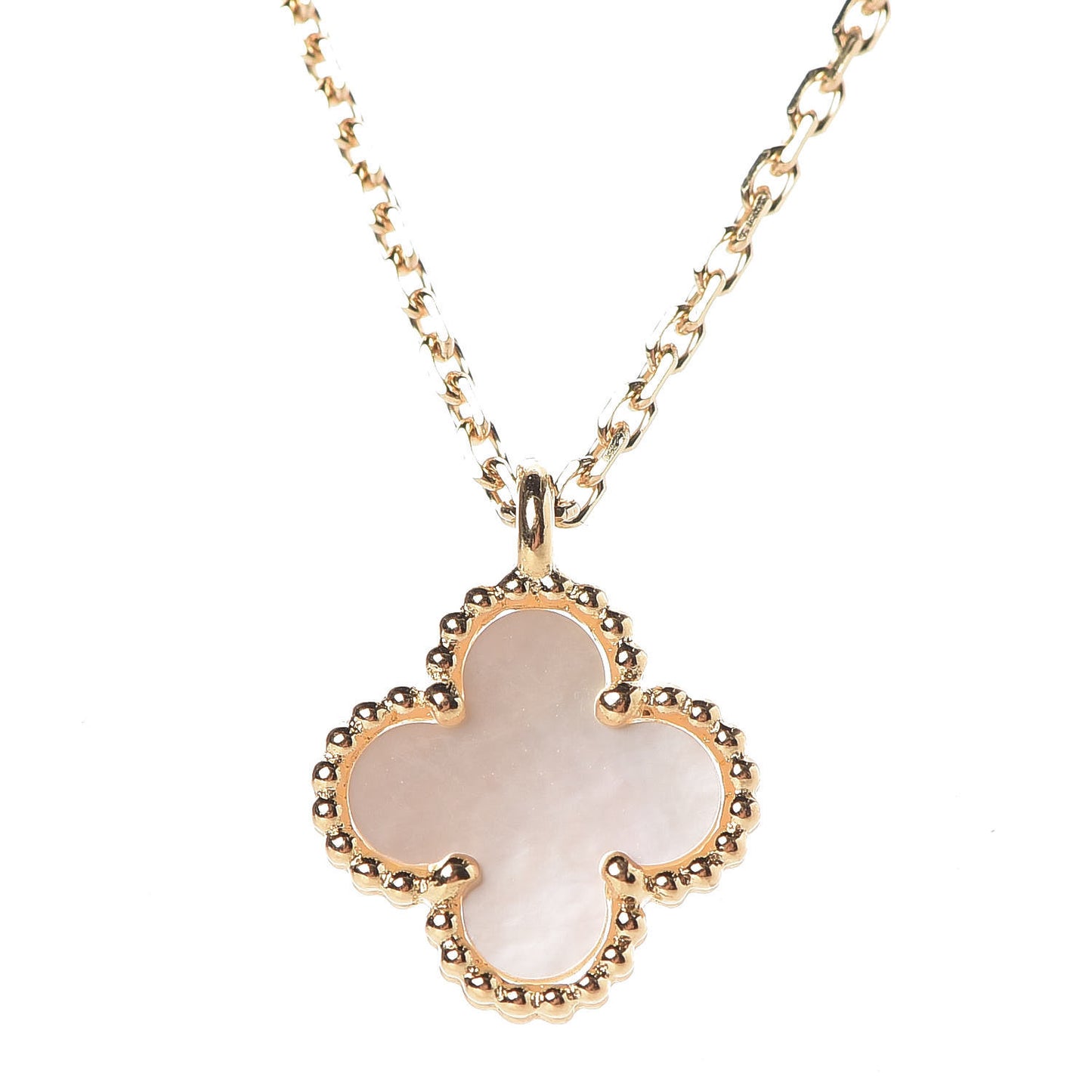 18K Yellow Gold Mother of Pearl Sweet Alhambra Pendant Necklace