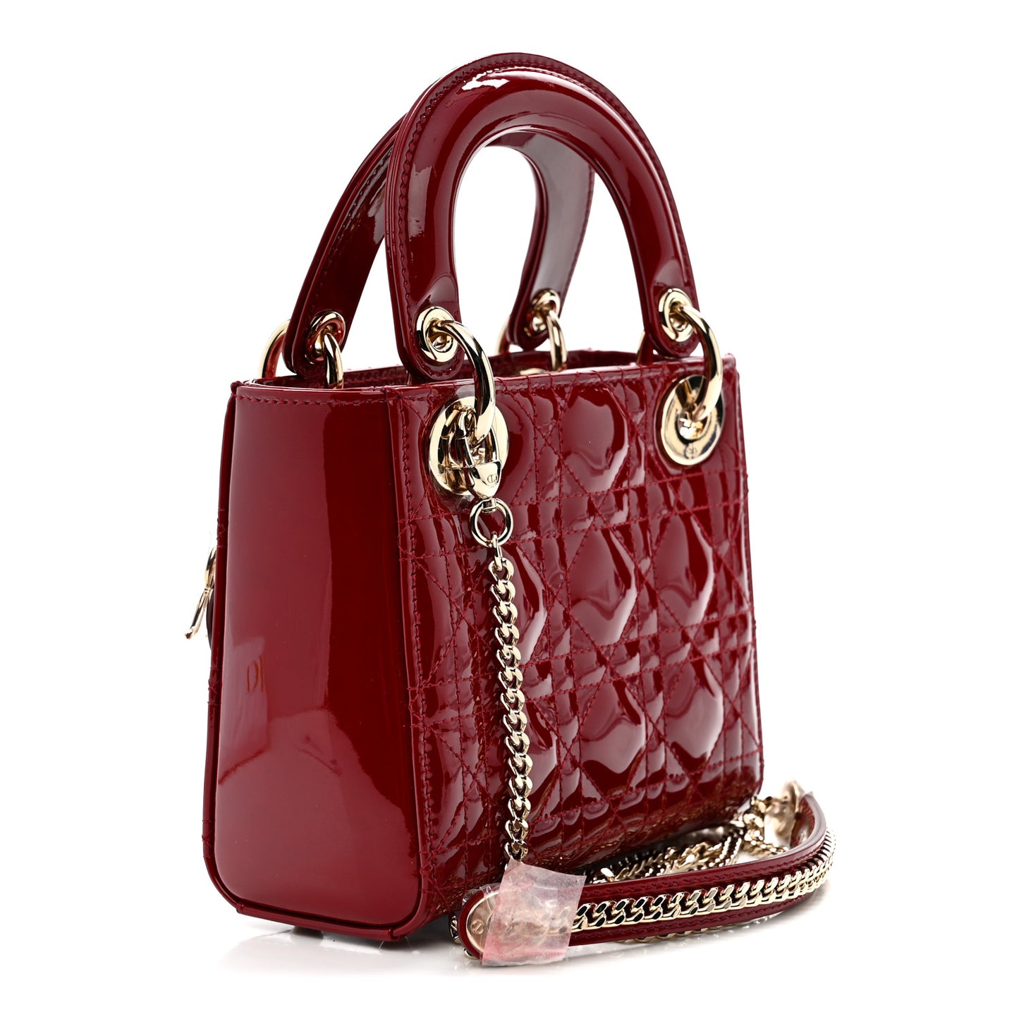 Patent Cannage Mini Lady Dior Red