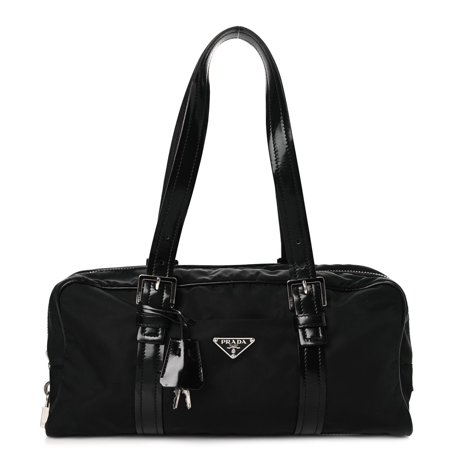 Prada Tessuto Nylon Vernice Bauletto Black 1 of 8