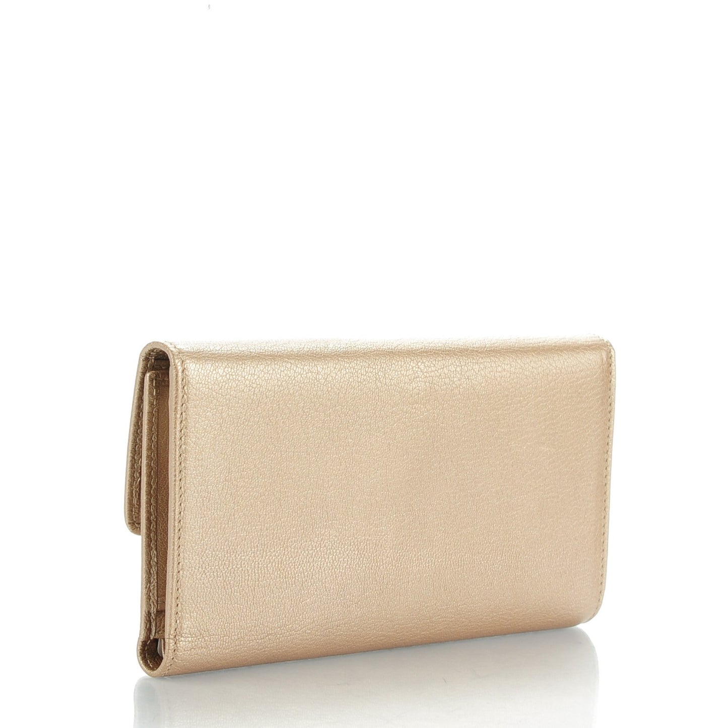 Metallic Goatskin Large Flap Wallet Gold