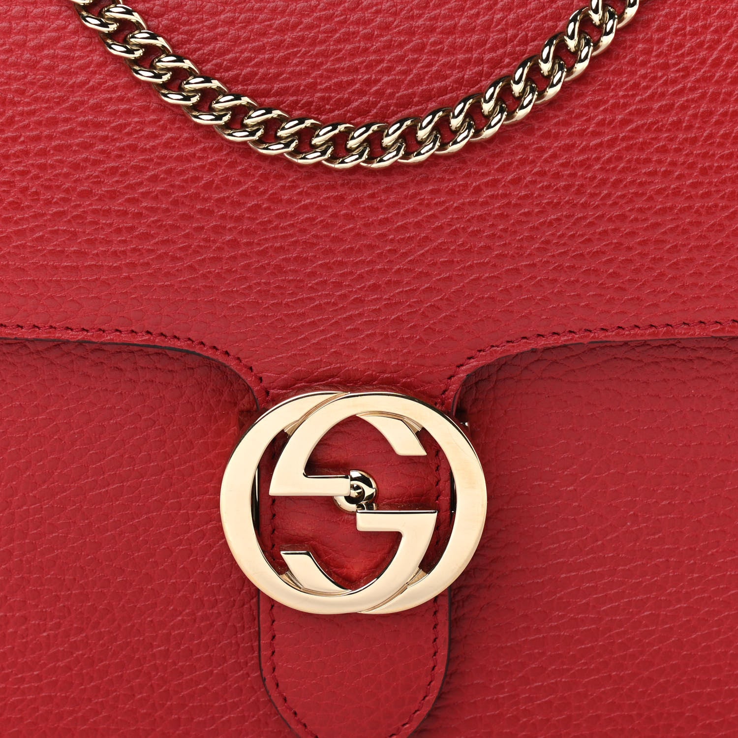 Gucci Dollar Calfskin Interlocking G Shoulder Bag Red 8 of 10