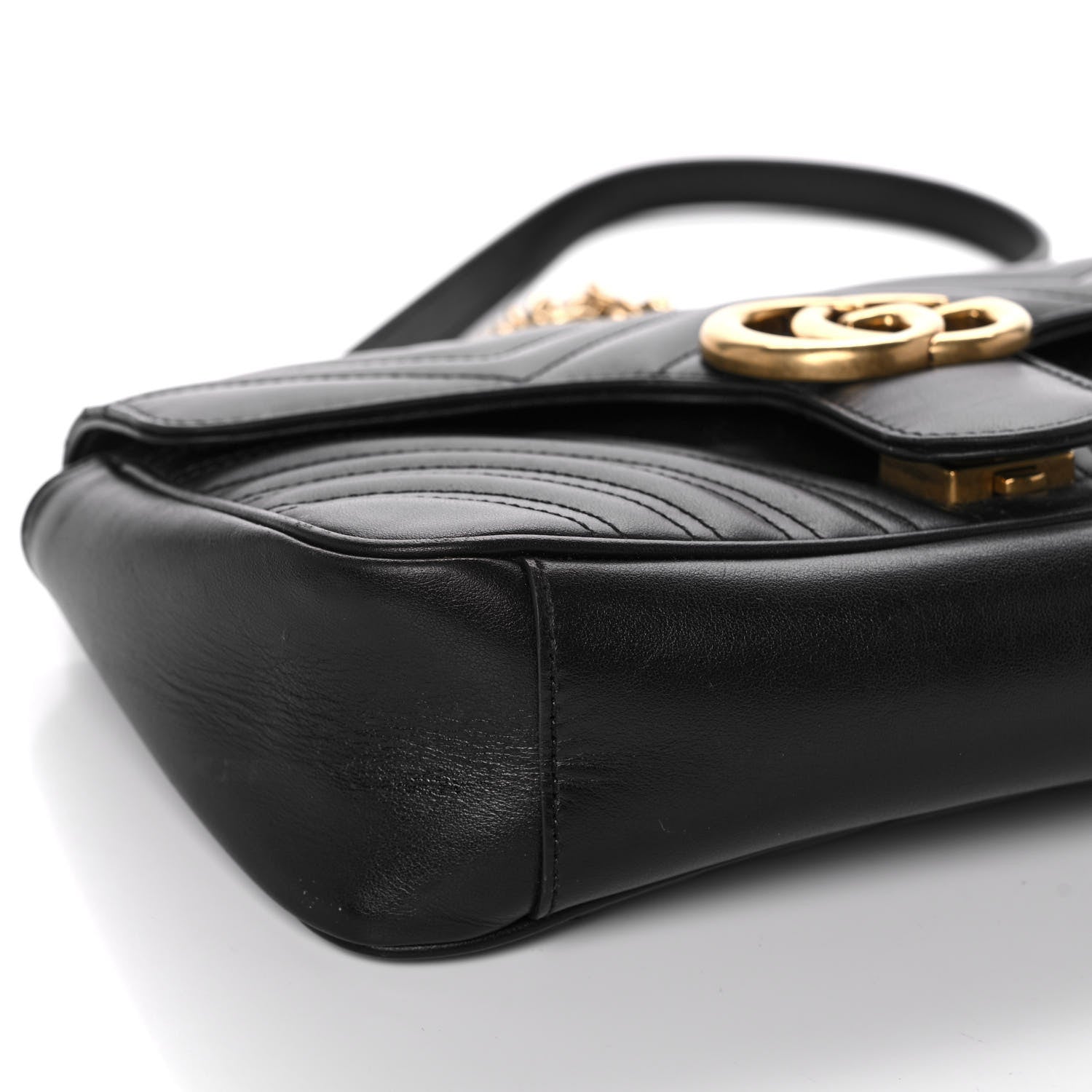 Gucci Calfskin Matelasse Small GG Marmont Shoulder Bag Black 9 of 12