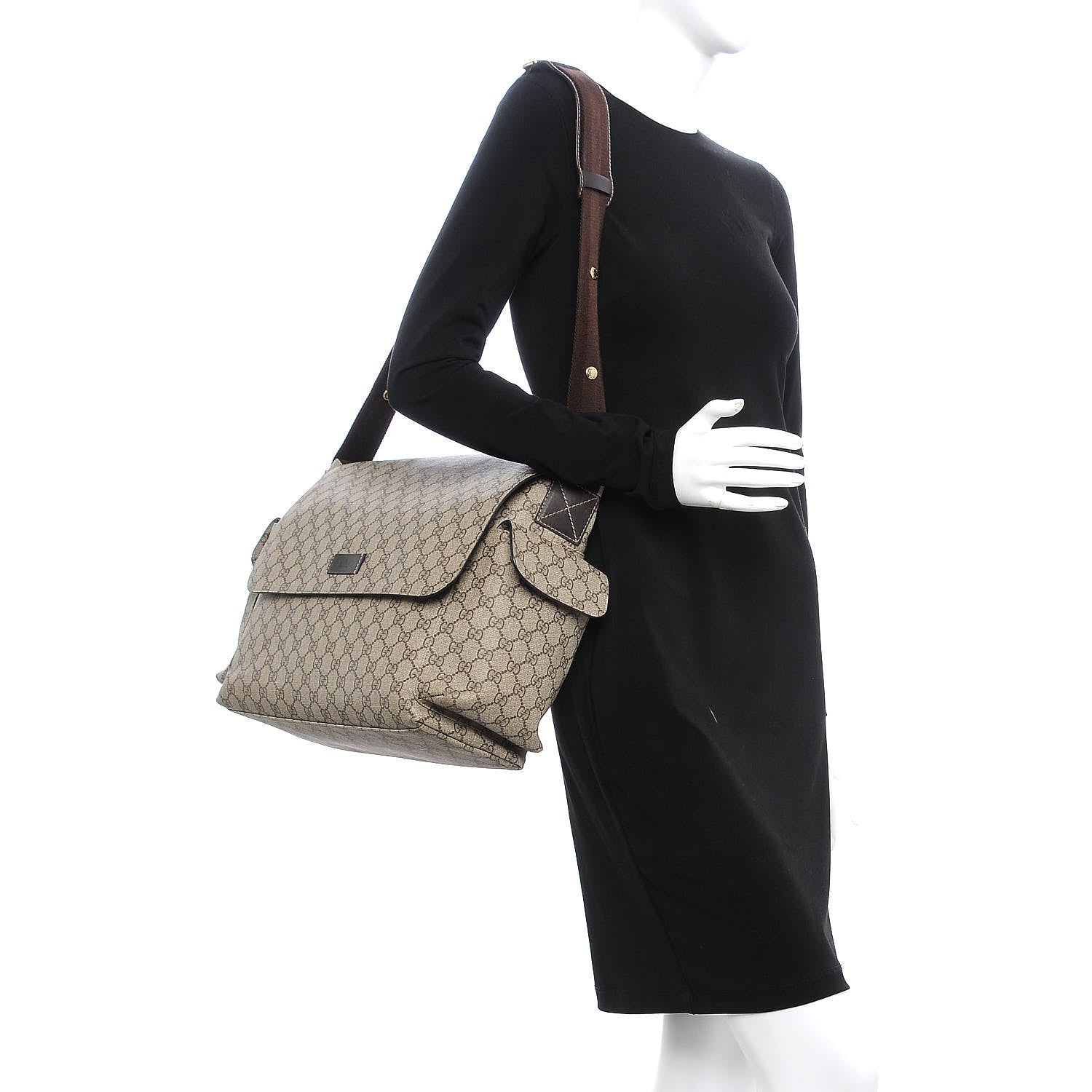 Gucci GG Plus Monogram Messenger Diaper Bag Dark Brown 2 of 13
