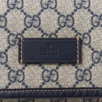 Gucci GG Plus Monogram Large Double Buckle Flap Messenger Bag Beige Navy 7 of 11