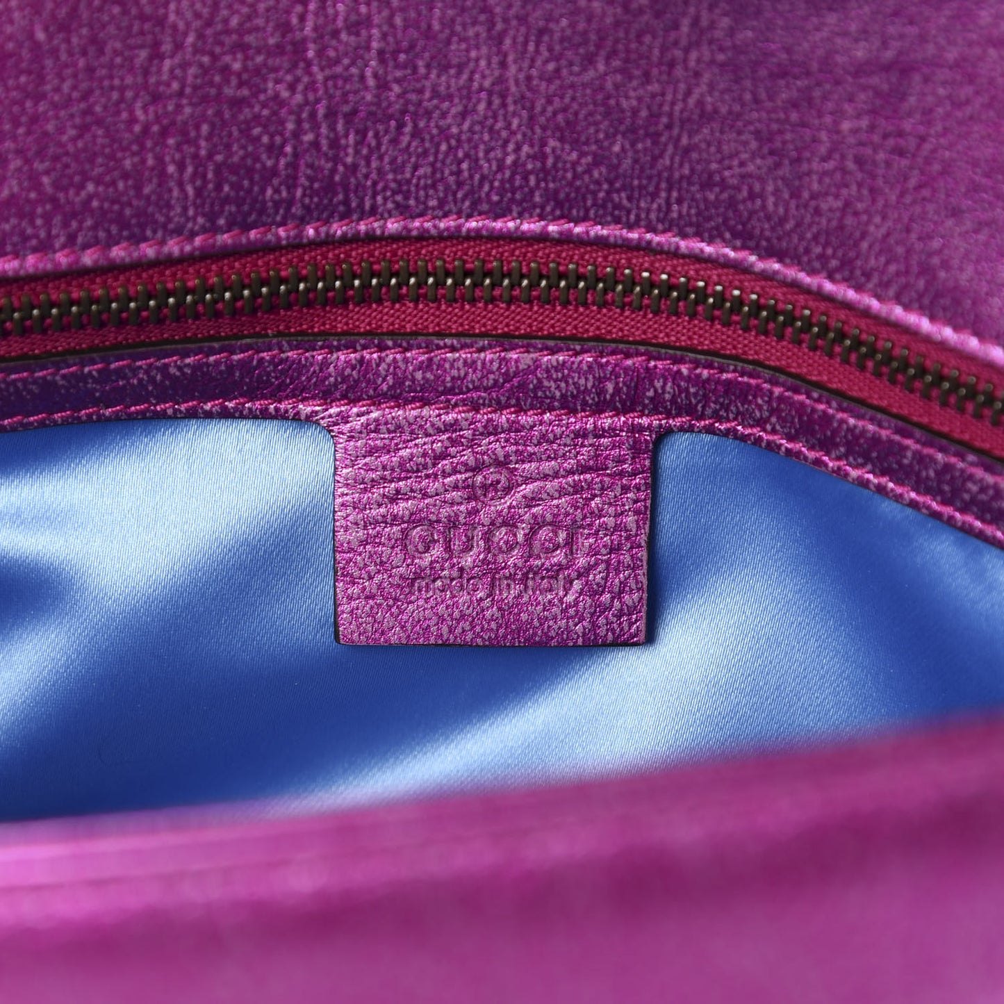 Metallic Calfskin Matelasse Small GG Marmont Shoulder Bag Fuchsia