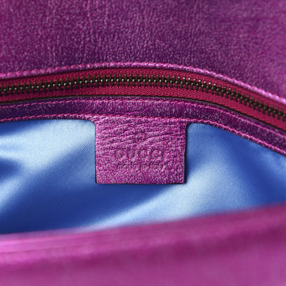 Gucci Metallic Calfskin Matelasse Small GG Marmont Shoulder Bag Fuchsia 10 of 11