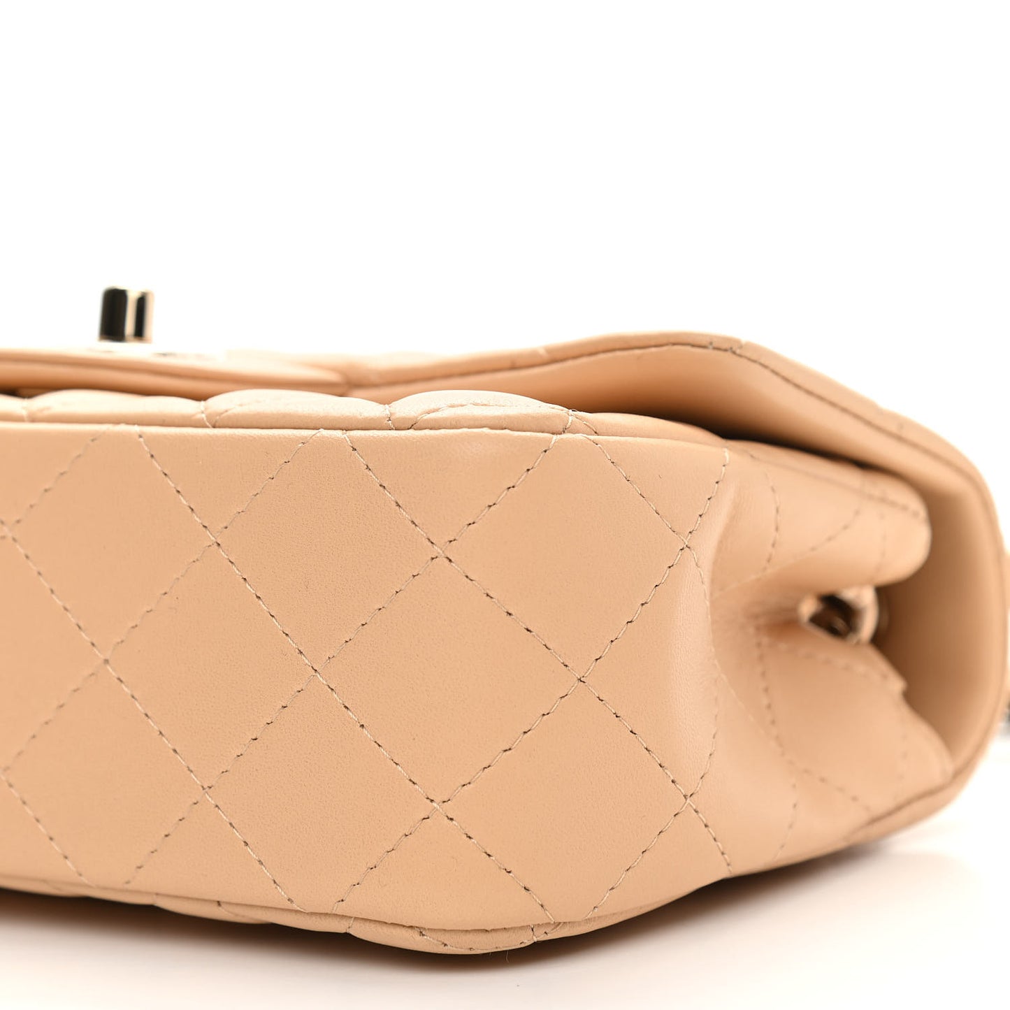 Lambskin Quilted Mini Rectangular Flap Beige