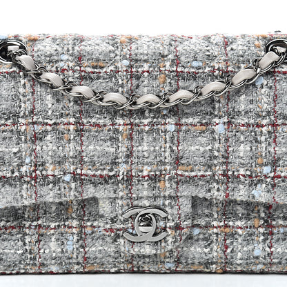 Chanel Tweed Quilted Medium Double Flap Grey Multicolor 7 of 11