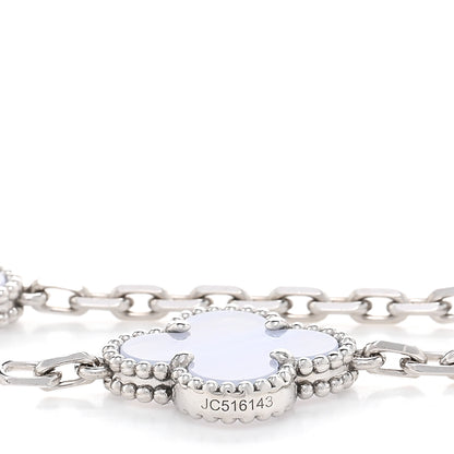 Van Cleef & Arpels 18K White Gold Chalcedony 10 Motifs Vintage Alhambra Necklace 5 of 5