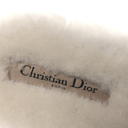 Christian Dior Shearling Canvas Embroidered Chez Moi Slide Sandal 40 White Pink 9 of 11