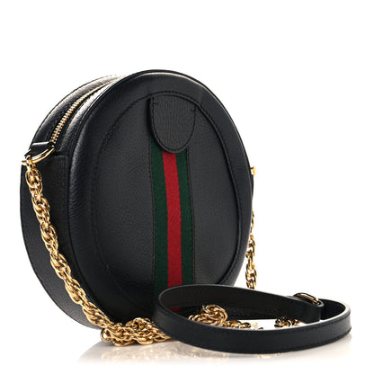 Gucci Grained Calfskin Web Mini Ophidia Round Shoulder Bag Black 3 of 10