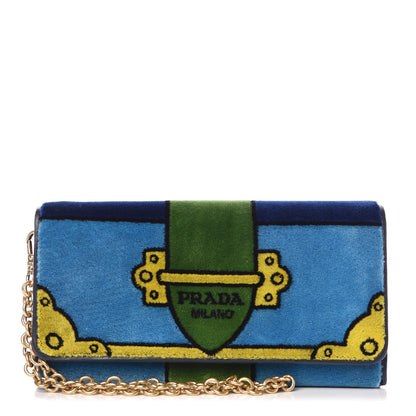 Prada Velvet Cahir Chain Wallet Azzurro 1 of 9