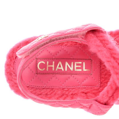 Chanel Cord Lambskin Quilted Logo Sandals 38 Pink 6 of 8
