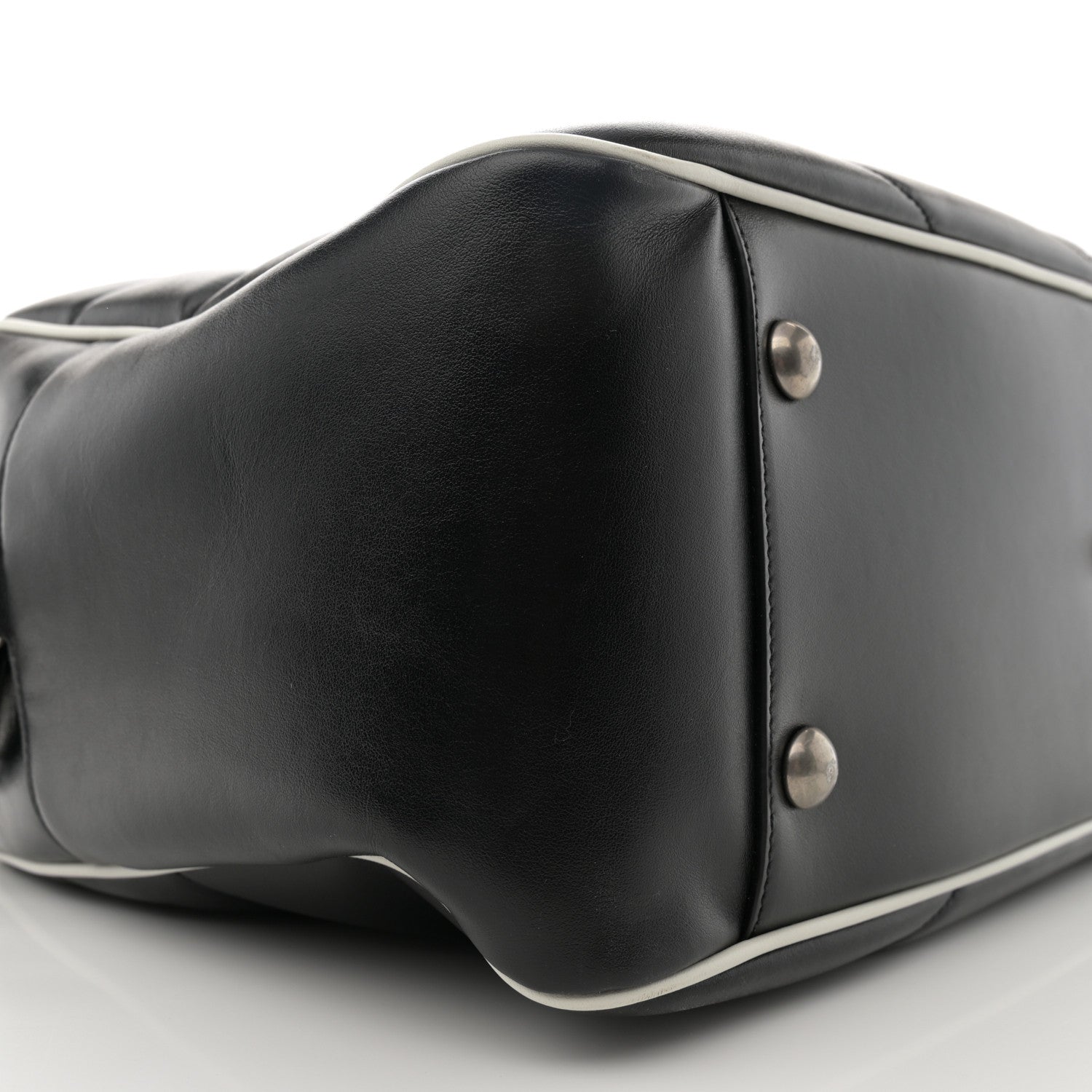 Saint Laurent Calfskin Medium Miles Logo Bowler Duffel Bag Black 9 of 11