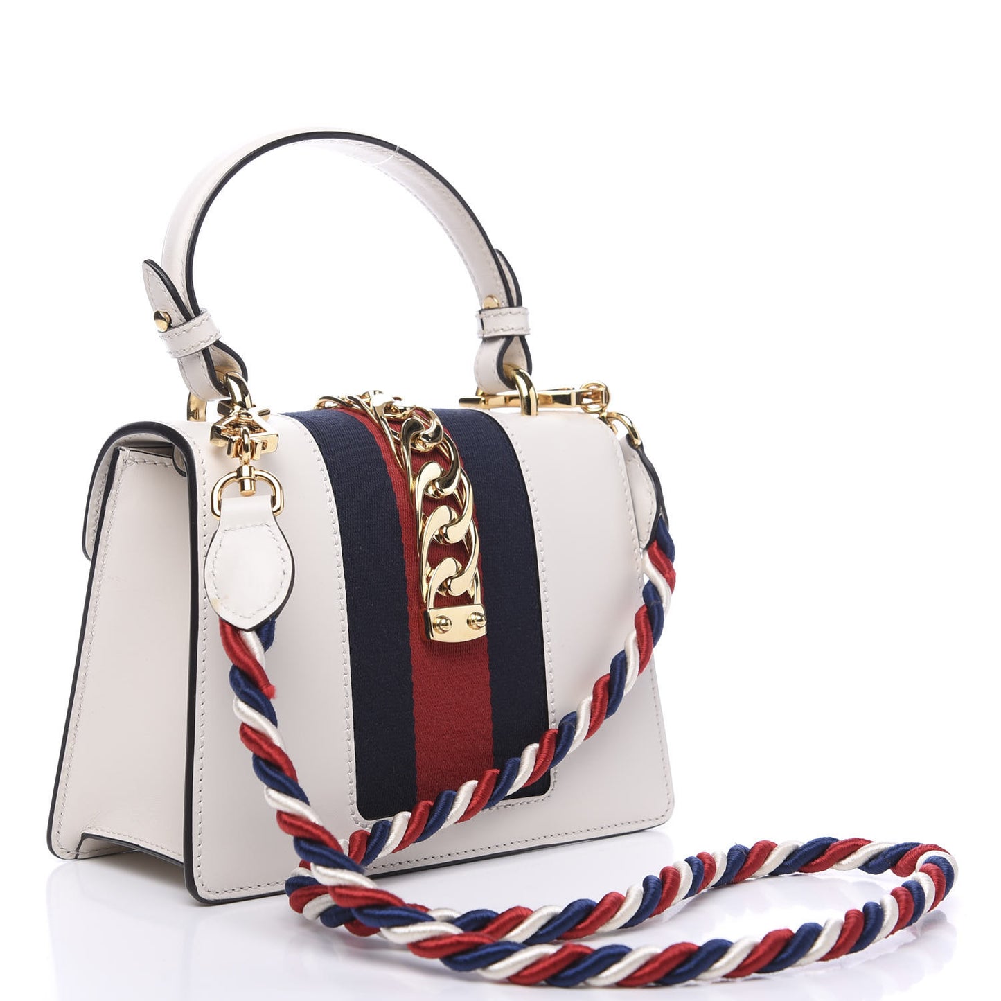 Calfskin Mini Sylvie Top Handle Bag White