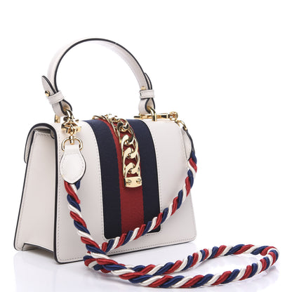 Gucci Calfskin Mini Sylvie Top Handle Bag White 2 of 12