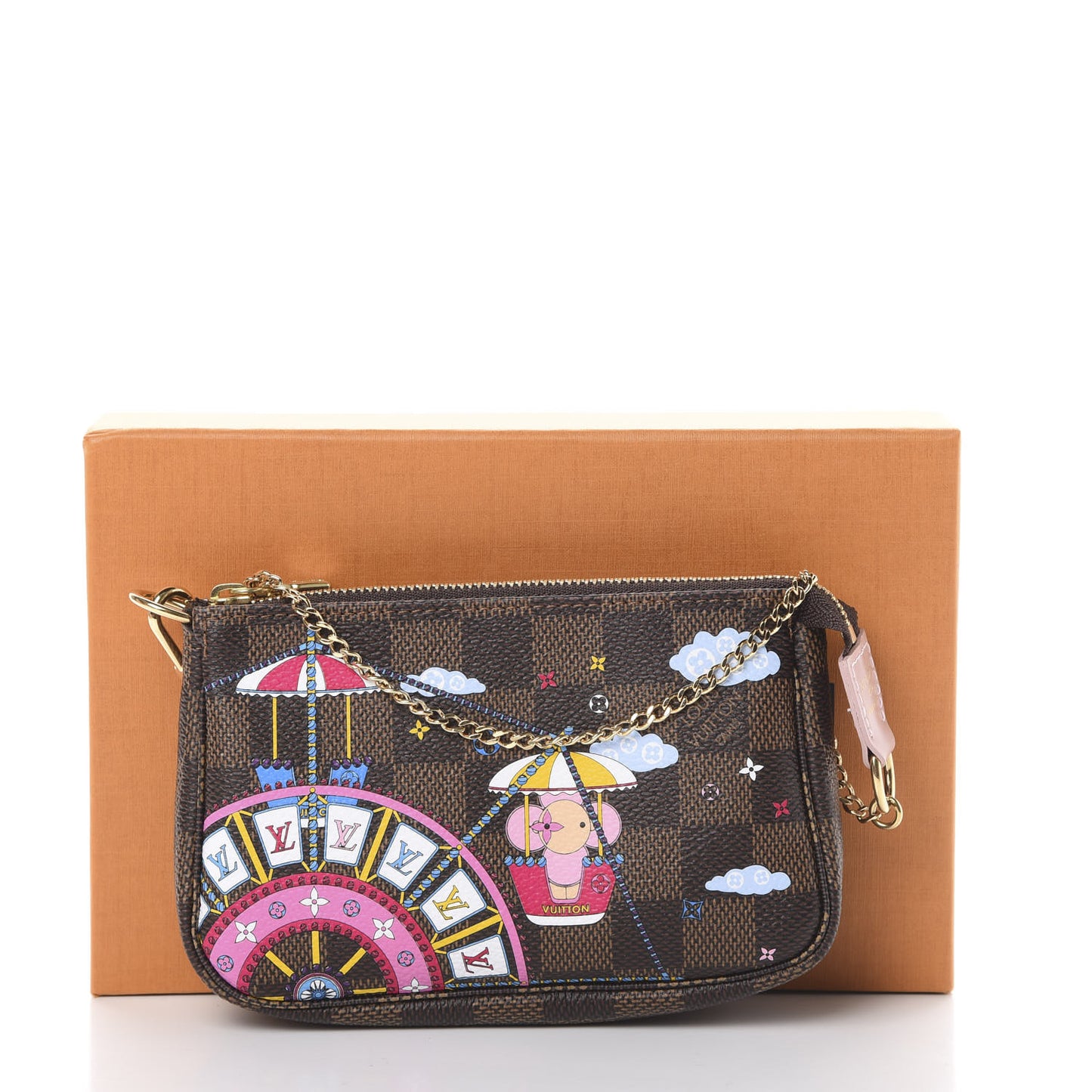 Damier Ebene 2020 Christmas Animation Big Wheel Mini Pochette Accessories Rose Ballerine