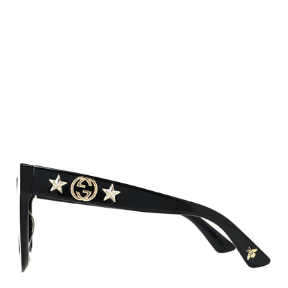 Gucci Acetate Crystal Star Round Frame Sunglasses GG0208S Black 3 of 9
