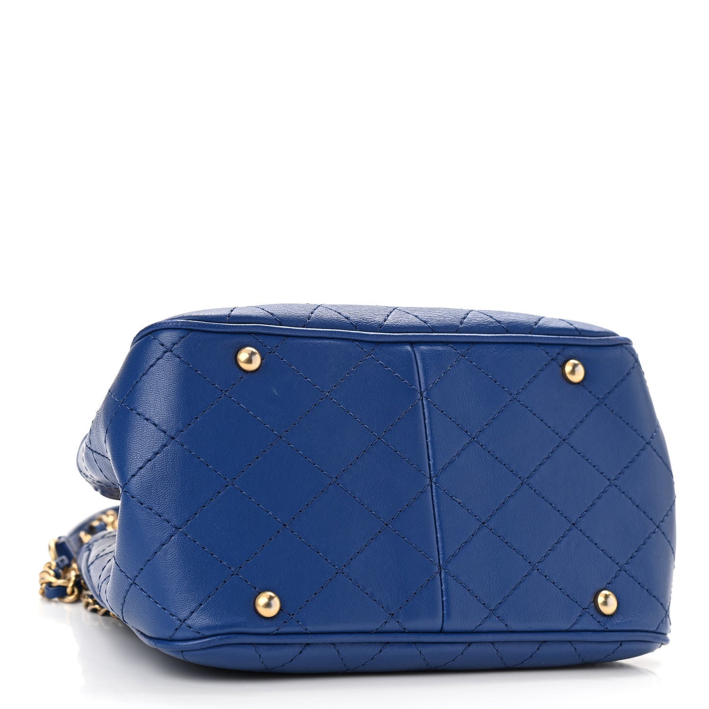 Calfskin Stitched Small Egyptian Amulet Drawstring Bag Blue