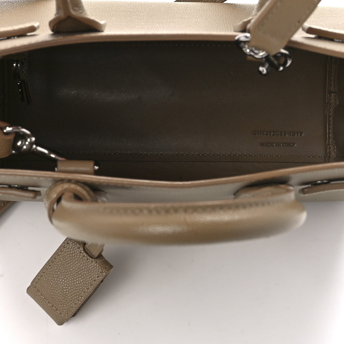 Grained Calfskin Nano Sac de Jour Dark Beige