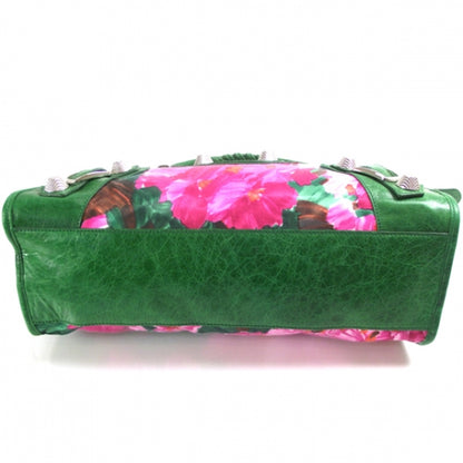Balenciaga Agneau Canvas Floral Giant 21 Silver Hardware City Green GSH 4 of 13