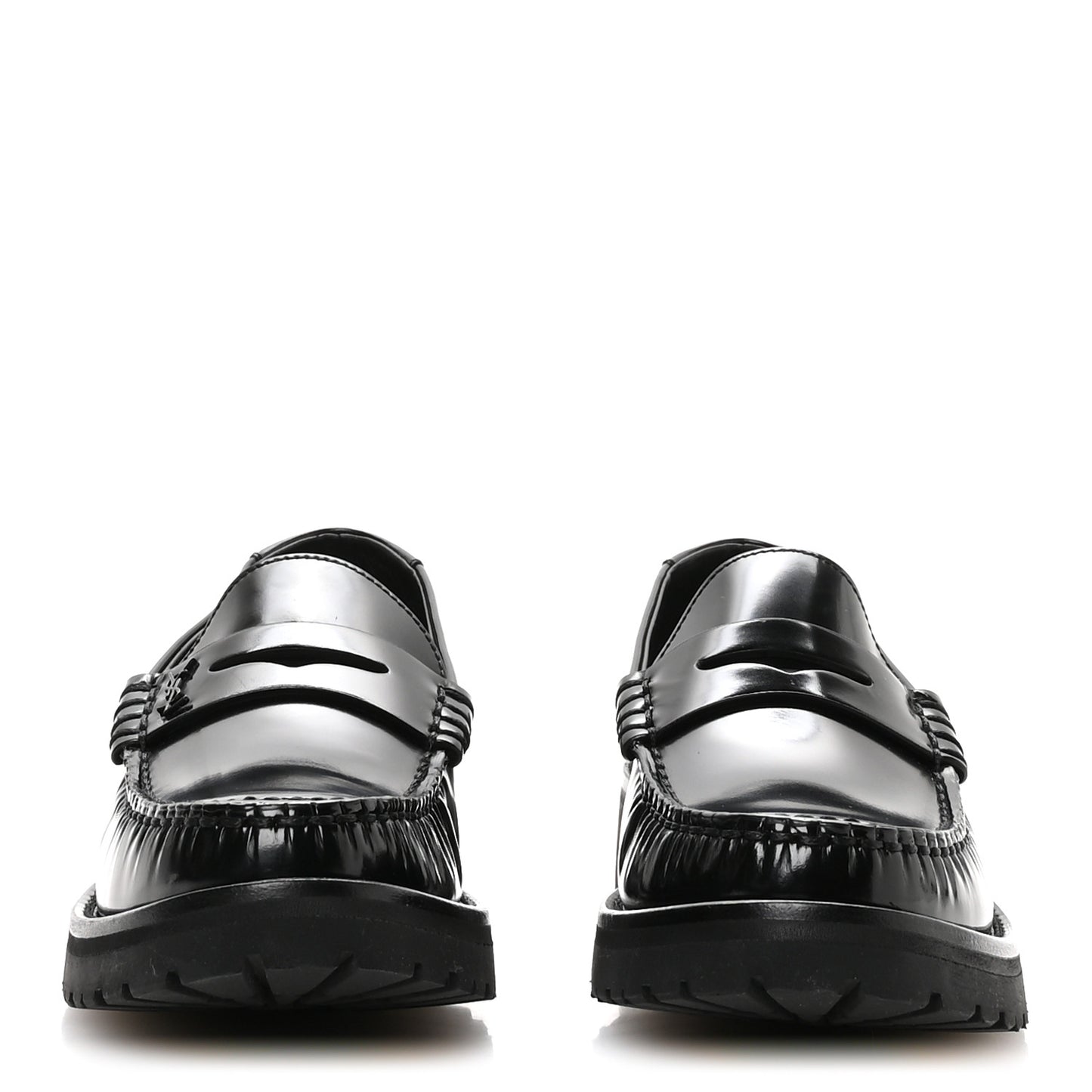 Glazed Calfskin Chunky Le Loafer Penny Slippers 38 Black