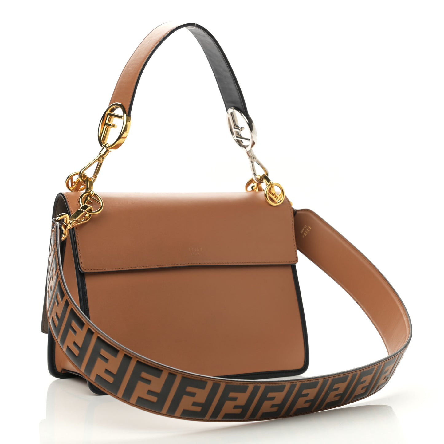 Vitello Century F is Fendi FF Embossed Kan I Shoulder Bag Orzo Tobacco