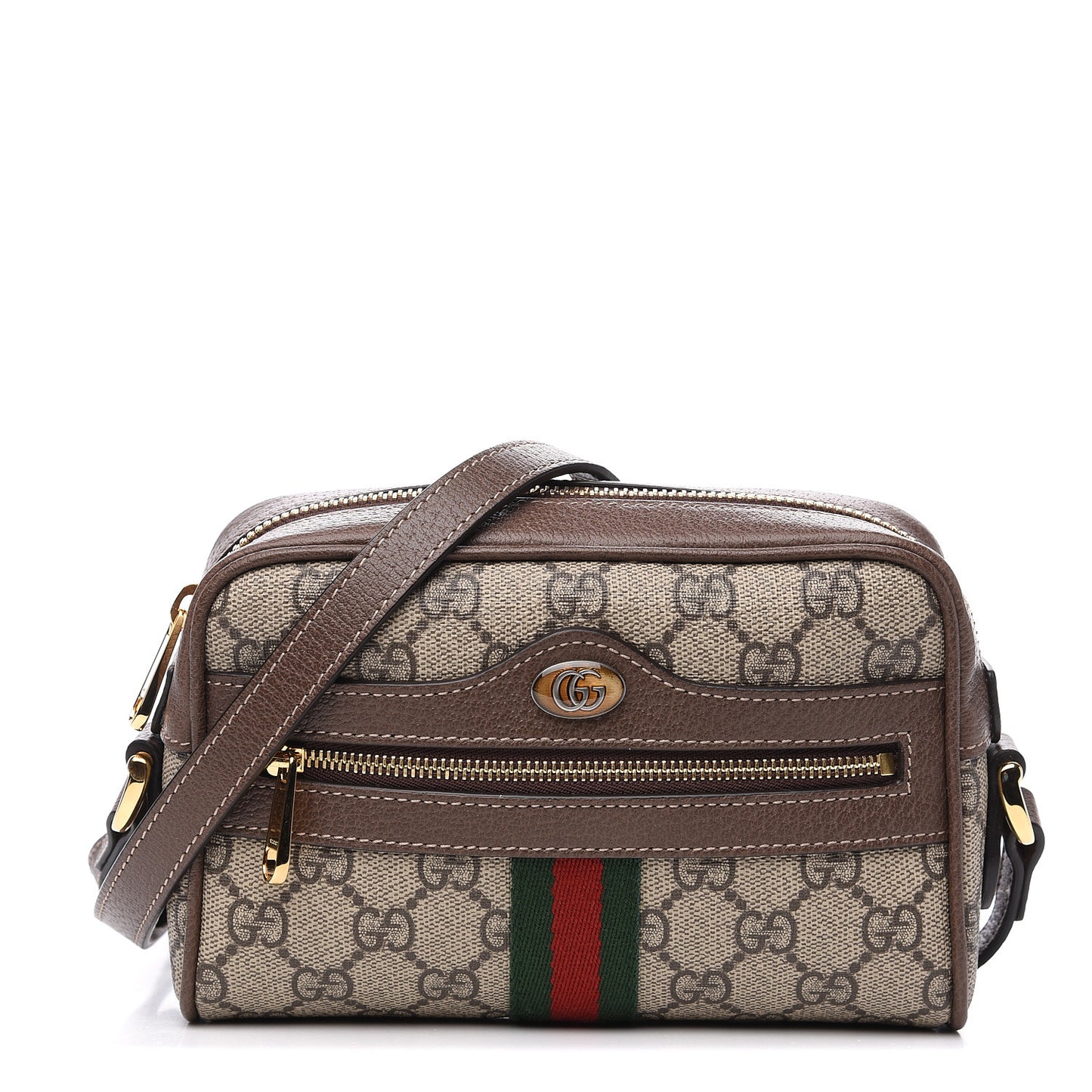 GG Supreme Monogram Web Mini Ophidia Shoulder Bag Brown