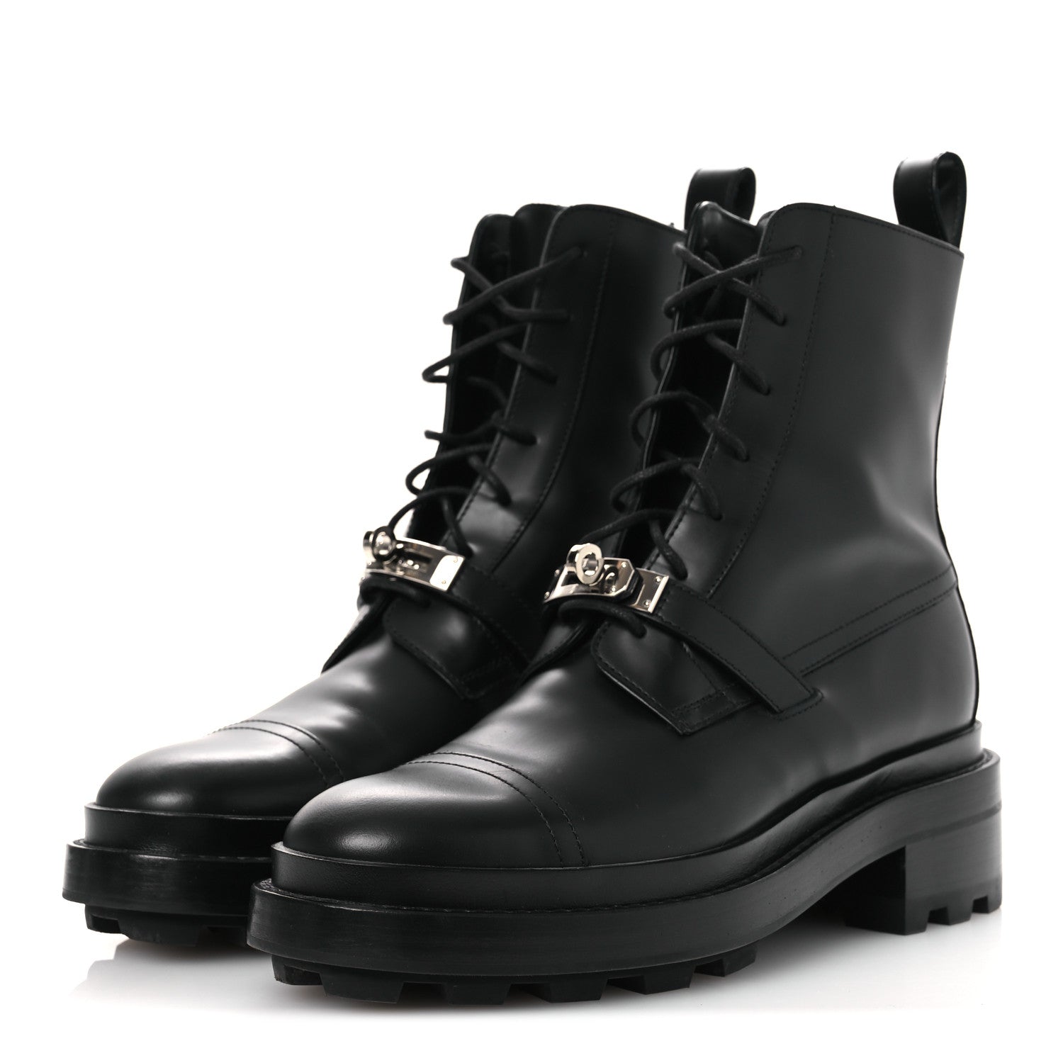 Hermes Glossed Calfskin Funk Ankle Boots 36 Black 4 of 11