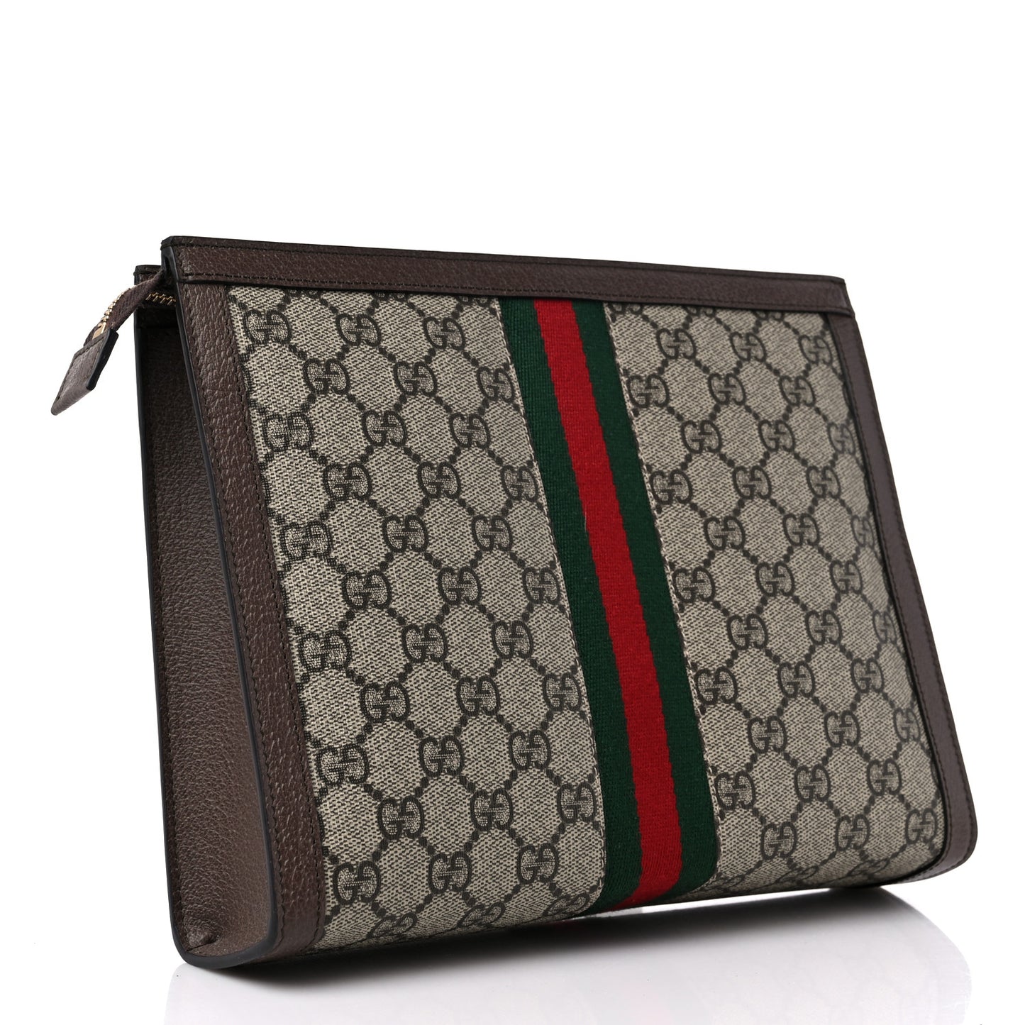 GG Supreme Monogram Web Ophidia Pouch Brown