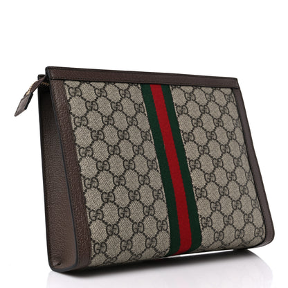 Gucci GG Supreme Monogram Web Ophidia Pouch Brown 3 of 9