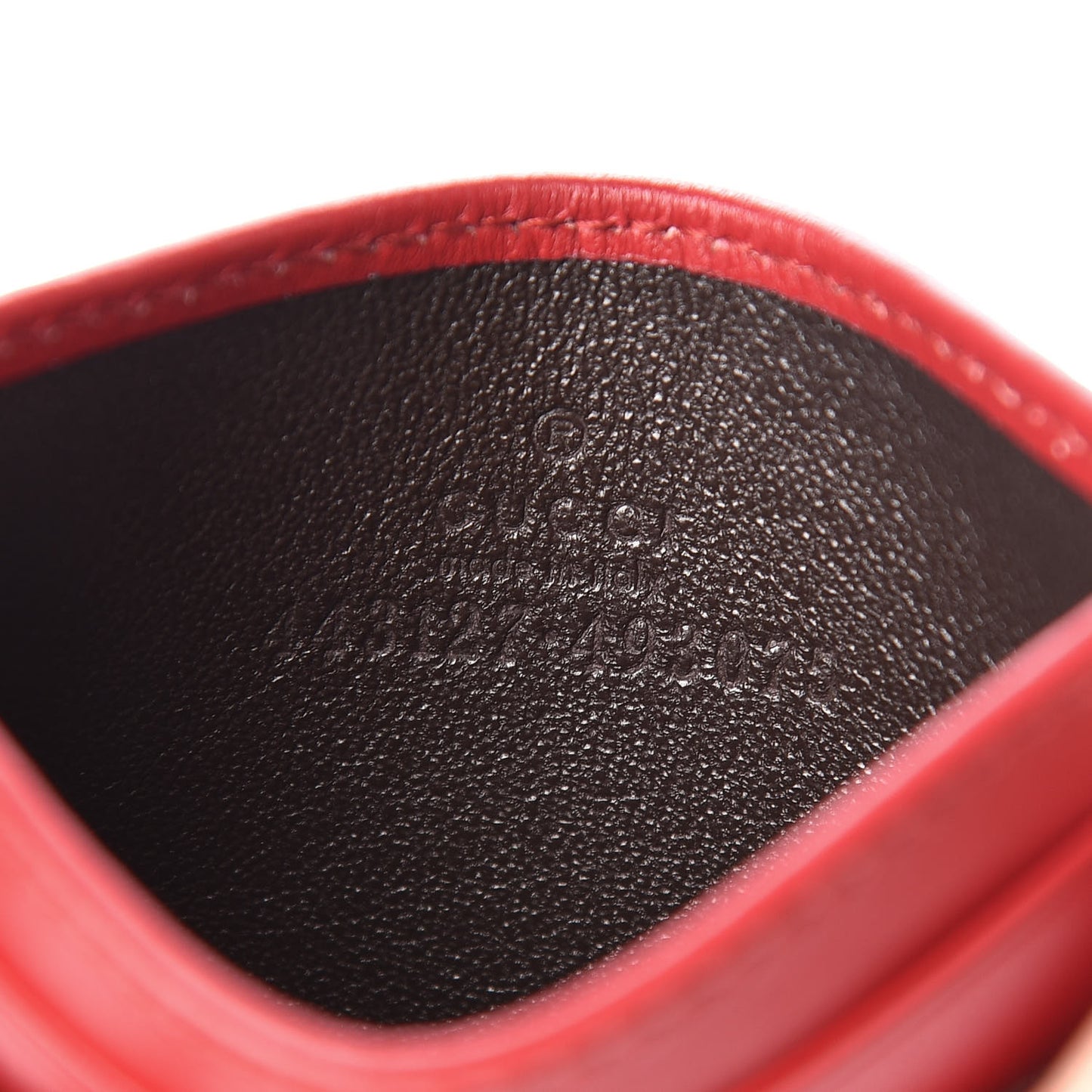 Calfskin Matelasse GG Marmont Card Holder Hibiscus Red
