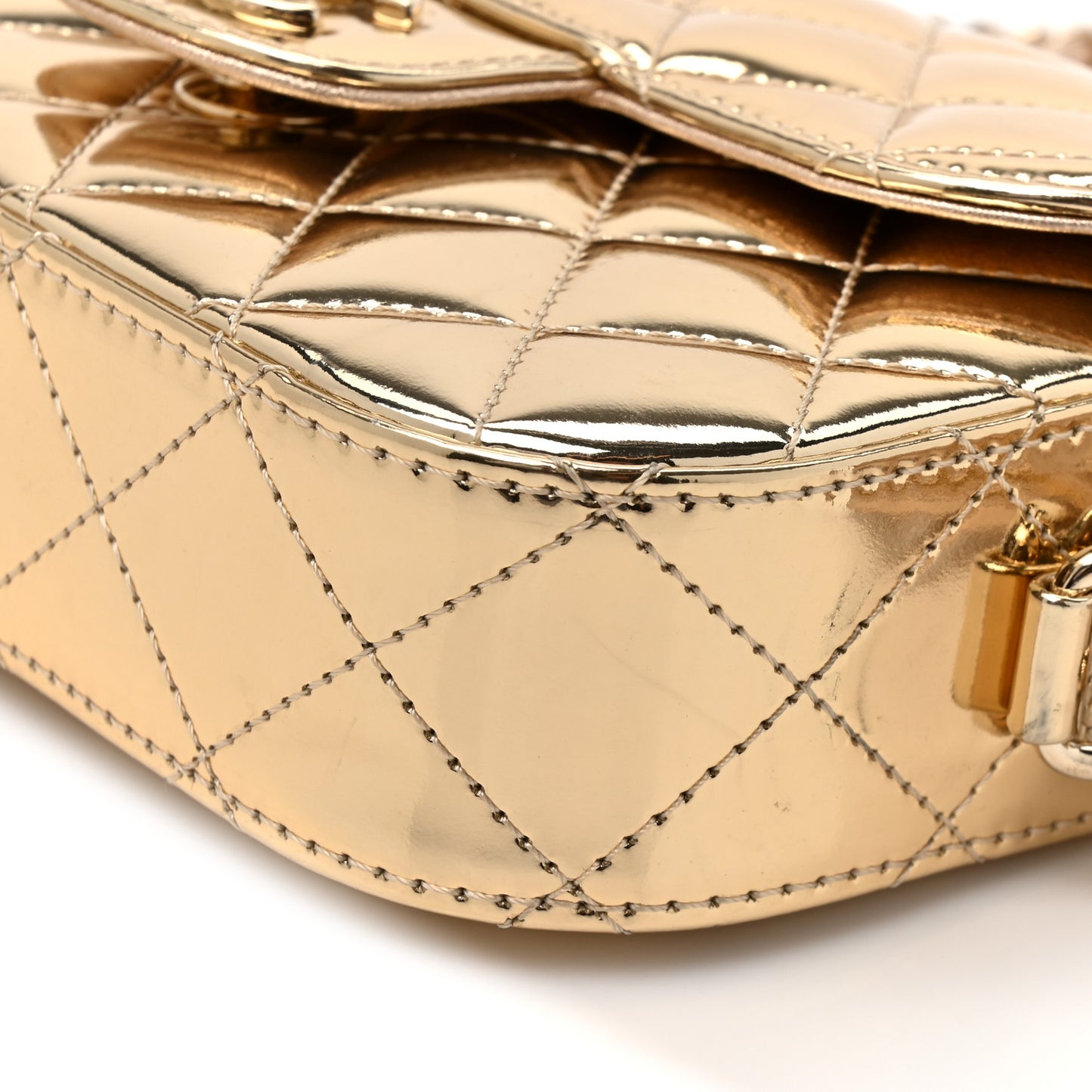 Mirror Calfskin Metallic Calfskin Quilted Hollywood Boulevard Mini Flap With Star Coin Purse Gold