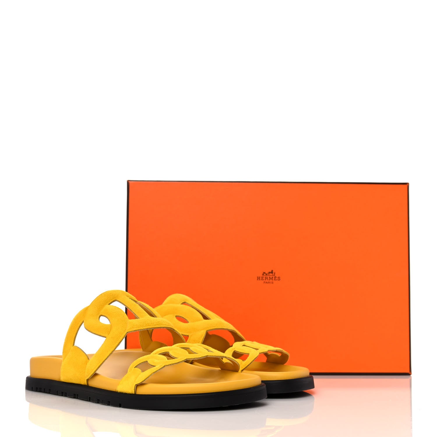 Hermes Suede Goatskin Extra Sandals 37 Jaune Sable 9 of 9